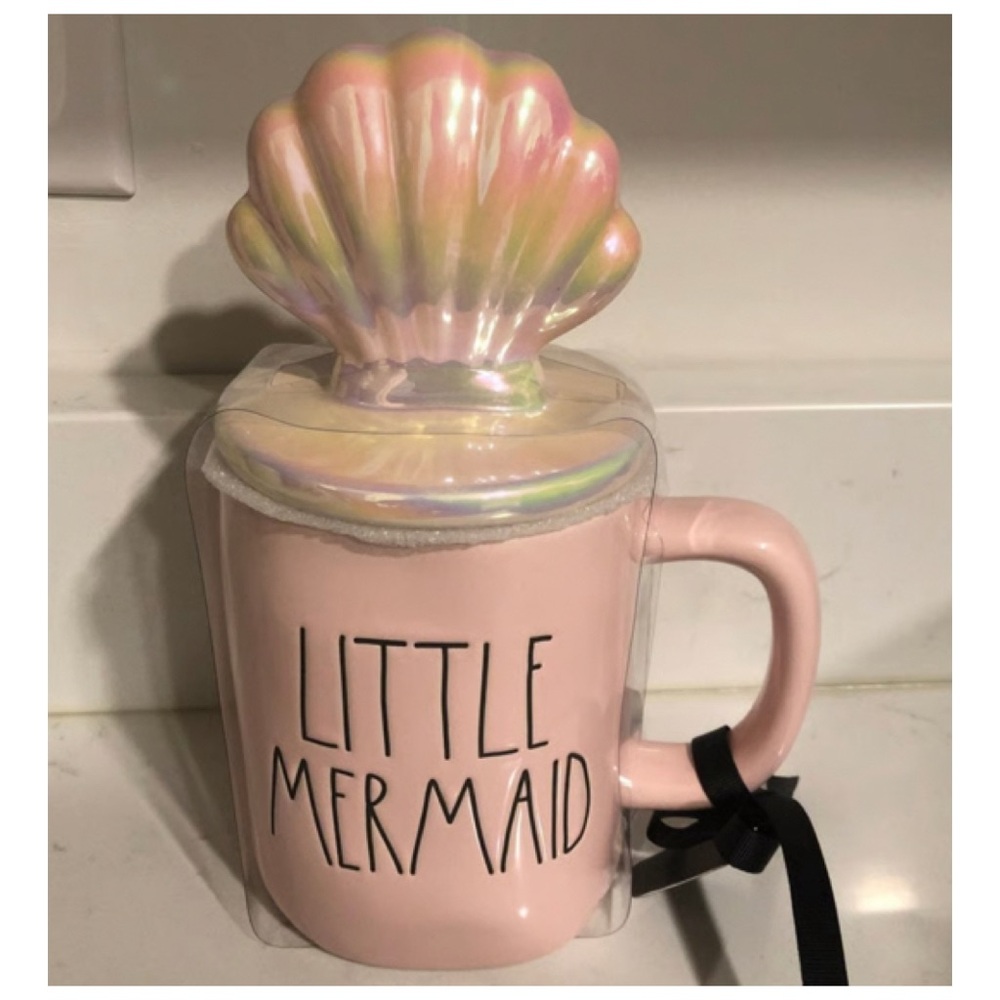 NEW Rae Dunn Disney Princess Pink Little Mermaid Mug & Iridescent Shell Topper - Picture 4 of 5
